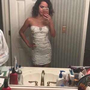 White & grey homecoming dress